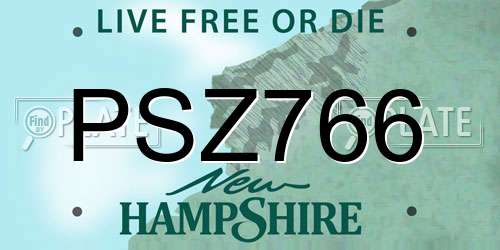 PSZ766 New Hampshire License Plate