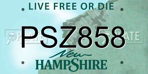 PSZ858 New Hampshire License Plate