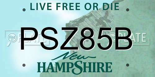 PSZ85B New Hampshire License Plate