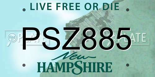 PSZ885 New Hampshire License Plate