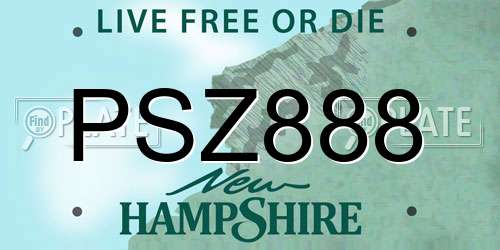 PSZ888 New Hampshire License Plate