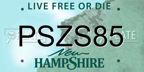 PSZS85 New Hampshire License Plate