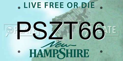 PSZT66 New Hampshire License Plate