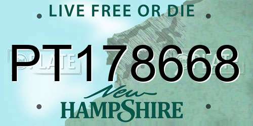 PT178668 New Hampshire License Plate