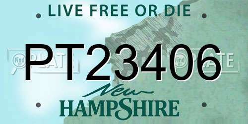 PT23406 New Hampshire License Plate