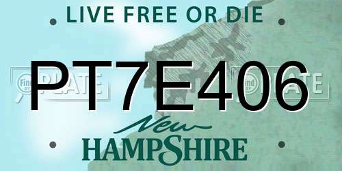 PT7E406 New Hampshire License Plate