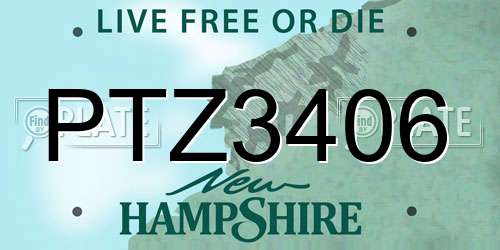 PTZ3406 New Hampshire License Plate