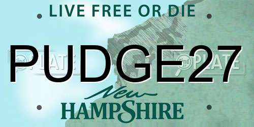 PUDGE27 New Hampshire License Plate