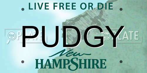 PUDGY New Hampshire License Plate
