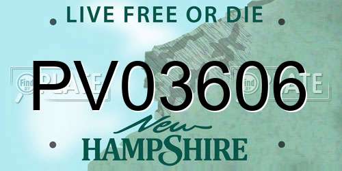 PV03606 New Hampshire License Plate
