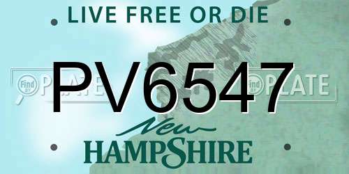 PV6547 New Hampshire License Plate