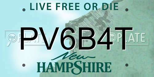 PV6B4T New Hampshire License Plate