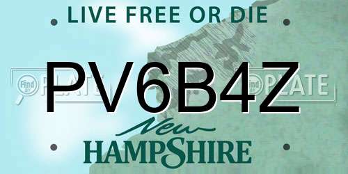 PV6B4Z New Hampshire License Plate