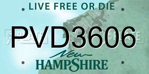 PVD3606 New Hampshire License Plate