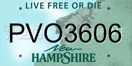 PVO3606 New Hampshire License Plate