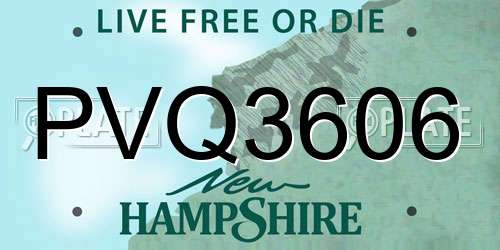 PVQ3606 New Hampshire License Plate