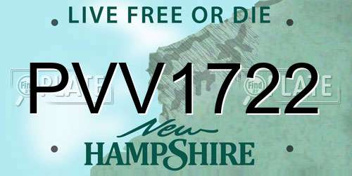 PVV1722 New Hampshire License Plate