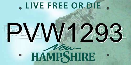 PVW1293 New Hampshire License Plate