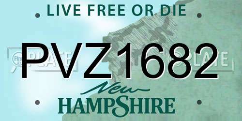 PVZ1682 New Hampshire License Plate