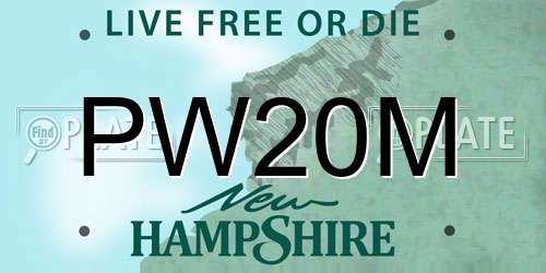 PW20M New Hampshire License Plate