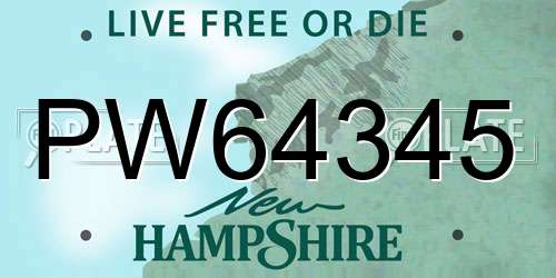 PW64345 New Hampshire License Plate