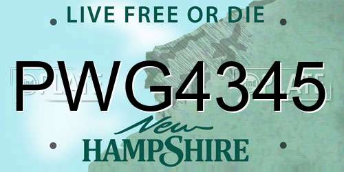 PWG4345 New Hampshire License Plate