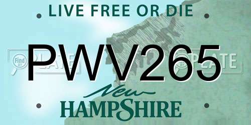 PWV265 New Hampshire License Plate