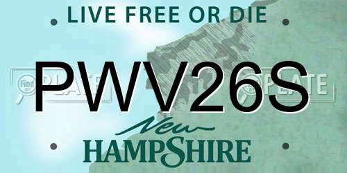 PWV26S New Hampshire License Plate