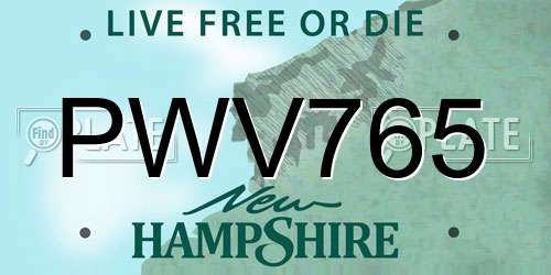 PWV765 New Hampshire License Plate
