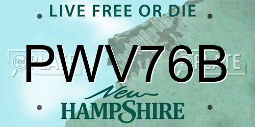 PWV76B New Hampshire License Plate