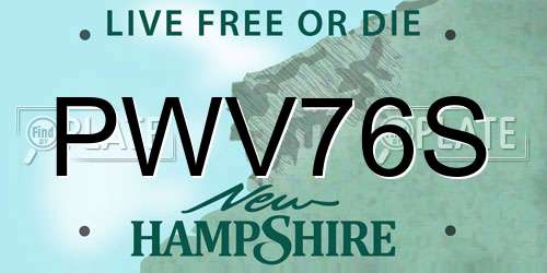 PWV76S New Hampshire License Plate