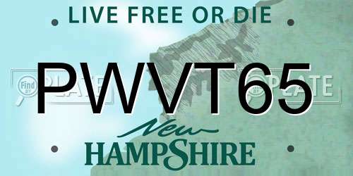 PWVT65 New Hampshire License Plate
