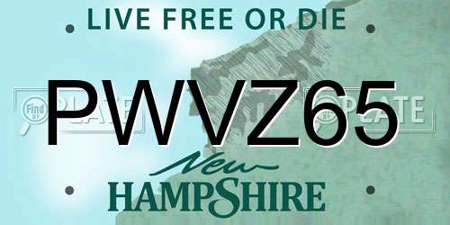PWVZ65 New Hampshire License Plate
