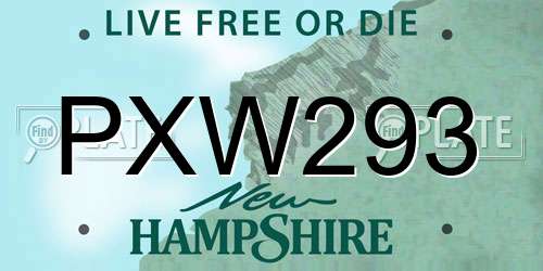 PXW293 New Hampshire License Plate