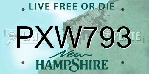 PXW793 New Hampshire License Plate