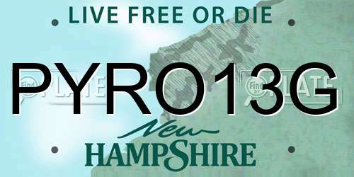 PYRO13G New Hampshire License Plate