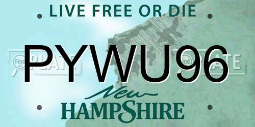 PYWU96 New Hampshire License Plate