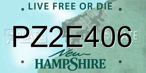 PZ2E406 New Hampshire License Plate