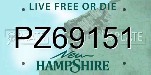 PZ69151 New Hampshire License Plate