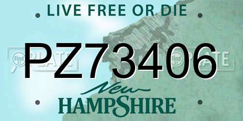 PZ73406 New Hampshire License Plate