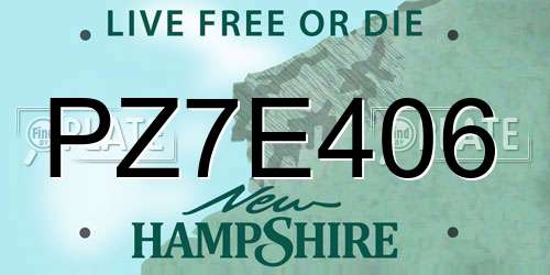 PZ7E406 New Hampshire License Plate