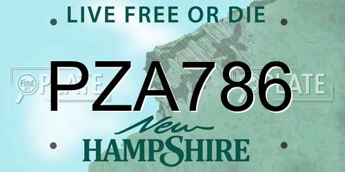 PZA786 New Hampshire License Plate