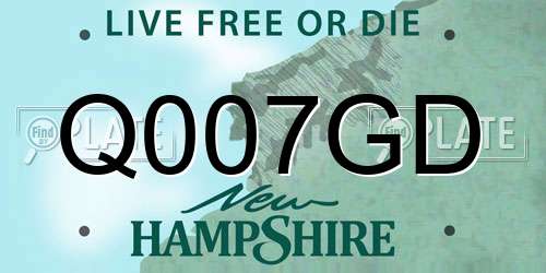 Q007GD New Hampshire License Plate