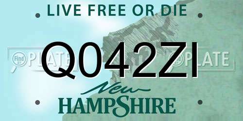 Q042ZI New Hampshire License Plate