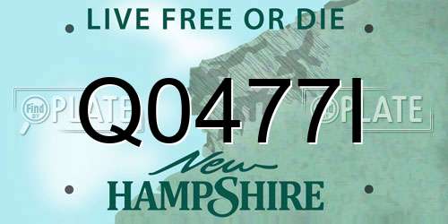 Q0477I New Hampshire License Plate