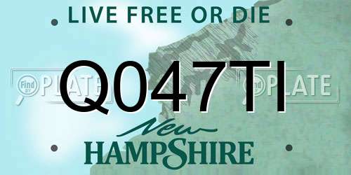 Q047TI New Hampshire License Plate