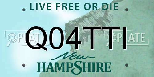 Q04TTI New Hampshire License Plate