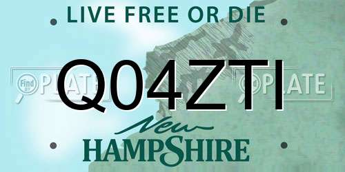 Q04ZTI New Hampshire License Plate