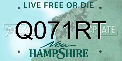 Q071RT New Hampshire License Plate