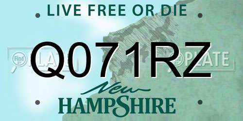 Q071RZ New Hampshire License Plate